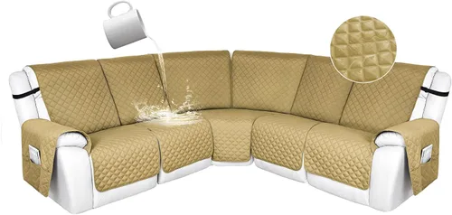 Miniatura 141 de HDCAXKJ Fundas de sofá seccional reclinable 100% impermeable, forma de L, funda de sofá reclinable lavable acolchada suave para mascotas, perro