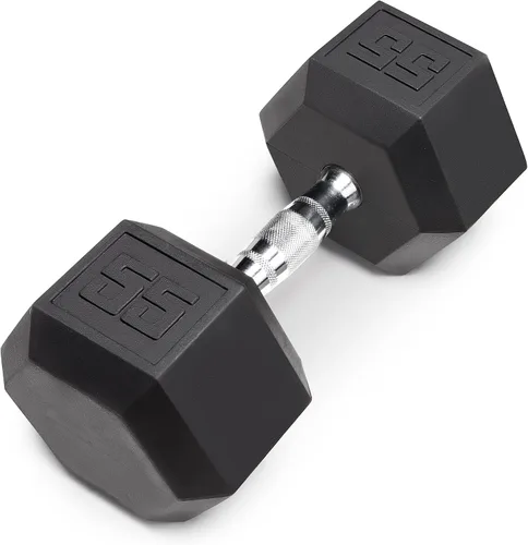 Miniatura 9 de Marcy - Mancuerna hexagonal de goma clásica con agarre estriado para entrenamiento de fuerza y culturismo, 5 libras - 50 libras, mancuerna