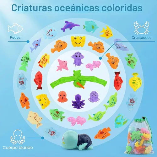 Miniatura 3 de AUUGUU Juego de juguetes magnéticos de pesca para piscina, mesa de agua, bañera de juguete – caña de poste flotante, regalos de fiesta de cumpleaños