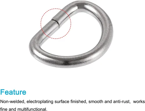 Miniatura 4 de METALLIXITY Metal Rings Non-welded D-shaped Ring Buckles for Hardware DIY Keychains Card Holders Purse