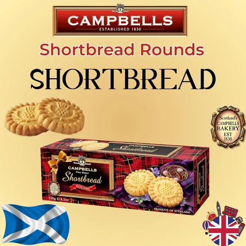 Miniatura 3 de Campbells Shortbread Pure Butter Rounds 4.23 oz (120g) – Galletas de mantequilla escocesas tradicionales de Escocia, galletas de té inglesas