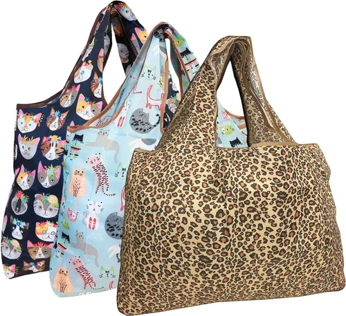 Miniatura 39 de alldyrew - Bolsa plegable para compras, reutilizable de nailon grande, 3 unidades Deliciosos alimentos
