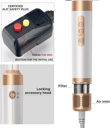 Miniatura 6 de Cepillo Secador de Pelo 7 en UNO, Varita Rizadora Autowrap, Secador de Pelo Iónico Negativo de Alta Velocidad 110,000 RPM con Difusor Concentrador