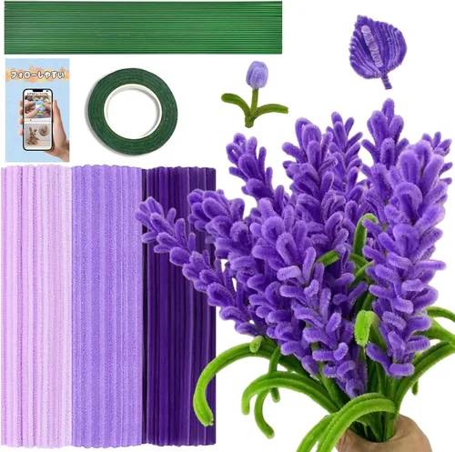 Miniatura 14 de URSDIART 311 piezas de limpiapipas azules para manualidades - Kit de fabricación de flores de tallos de felpilla, alambre grueso y esponjoso