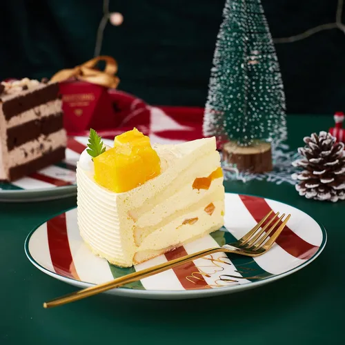 Miniatura 2 de Platos de Cena de Navidad de China Ósea - Platos de Postre - Platos de Ensalada Juego de 4, Apto para Lavavajillas (Rayado, 20.3 cm)