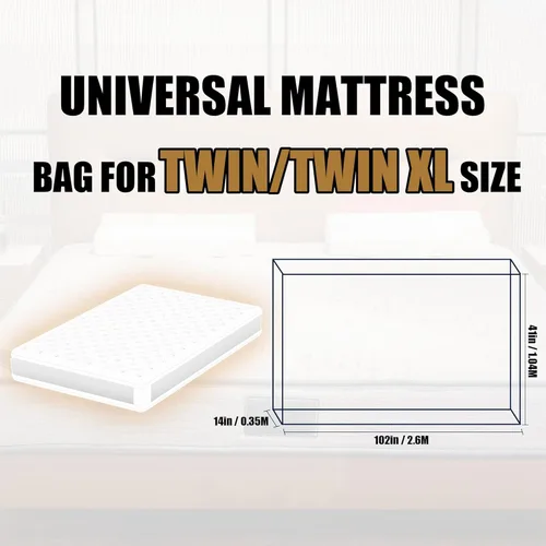 Miniatura 2 de Bolsa de colchón de plástico para mudanza o almacenamiento, tamaño individual/individual XL (1.5 mil), fundas protectoras de colchón impermeables