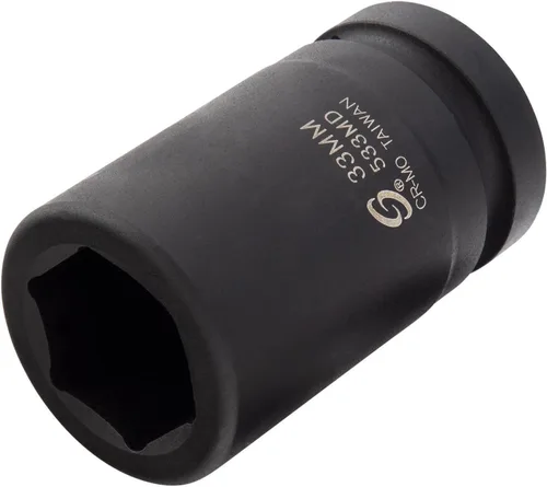 SUNEX TOOLS 533MD, unidad de 1 pulgada, toma de impacto profundo de 1.299 in, acero Cr-Mo, diseño de esquina de radio, apertura biselada, marcas de