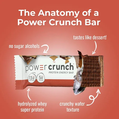 Miniatura 6 de Barritas de proteína Power Crunch, snacks altos en proteínas con delicioso sabor, S'Mores, 1.4 onzas (12 unidades) (Paquete de 2)