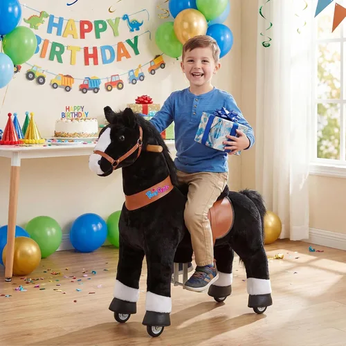 Miniatura 5 de PonyCycle Caballo de paseo para niños pequeños de 3 a 4 años con freno, sin batería (30 pulgadas de altura/tamaño 3 modelo clásico U) poni mecánico