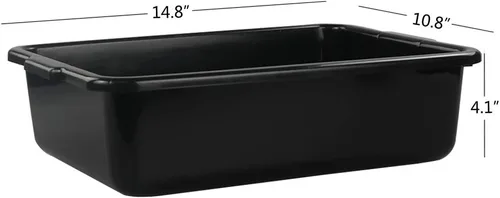 Miniatura 2 de Pequeña caja comercial de 8 L, tinas rectangulares de autobús, paquete de 4, color negro