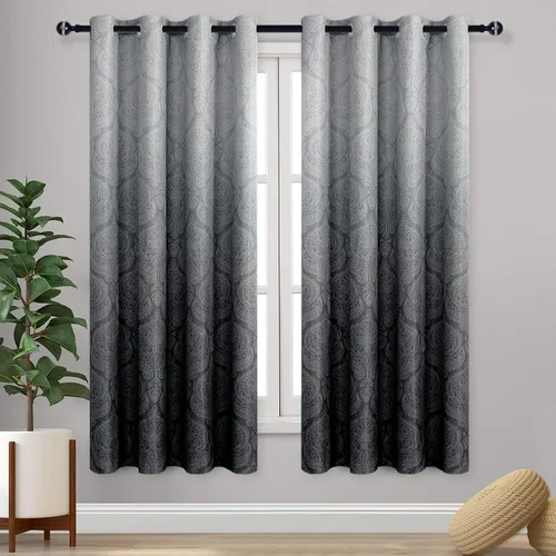 Miniatura 125 de DWCN - Cortinas blackout para dormitorio, diseño de damasco con aislamiento térmico y ojales, para sala de estar, juego de 2 paneles de cortina Gris