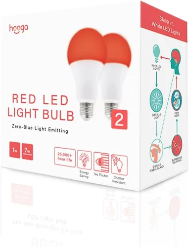 Miniatura 5 de Bombilla de luz para dormir Hooga - Luz nocturna roja que bloquea la luz azul, 625nm para un sueño saludable - Guardería para bebé, LED de 1W, Rojo