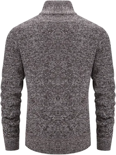 Miniatura 50 de VtuAOL Suéteres tipo cárdigan para hombre, con cremallera completa, cuello alto, cárdigan de punto casual con bolsillos