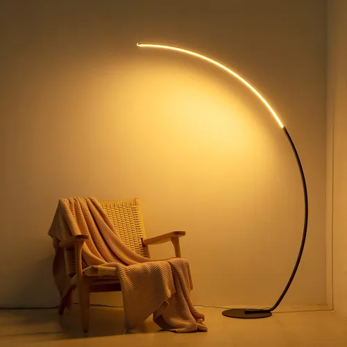 Miniatura 9 de NUÜR Moderna lámpara de pie LED de 5 anillos, lámpara de pie circular artística de 43.3 pulgadas, luz de acento escultural regulable sin escalones