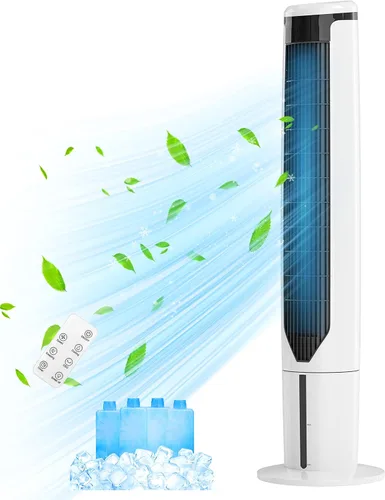 ARLIME Enfriador de aire evaporativo, ventilador de torre de enfriamiento portátil 3 en 1 con control remoto, oscilación de 70°, 3 velocidades,