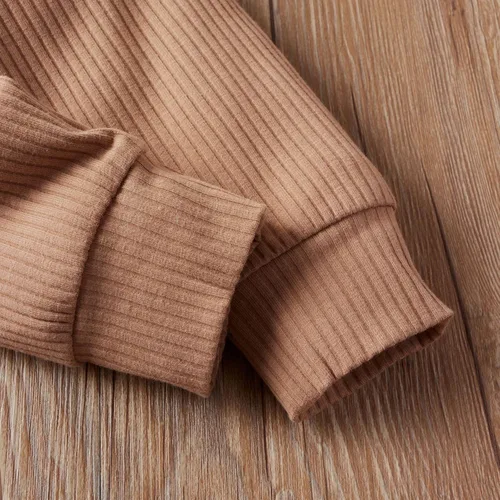Miniatura 6 de CIYCUIT Trajes de bebé recién nacido, de manga larga, color sólido, acanalado, de punto, pantalones de 2 piezas, ropa de bebé neutro para género