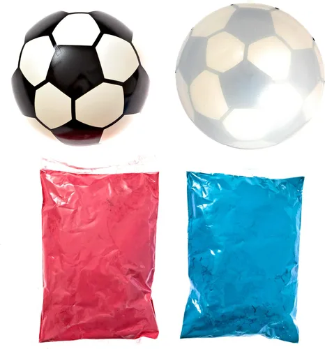 Miniatura 3 de Balón de fútbol con polvo para revelación de género, kit de pelotas de fútbol explosivas, incluye paquetes de color rosa y azul + carcasa de pelota