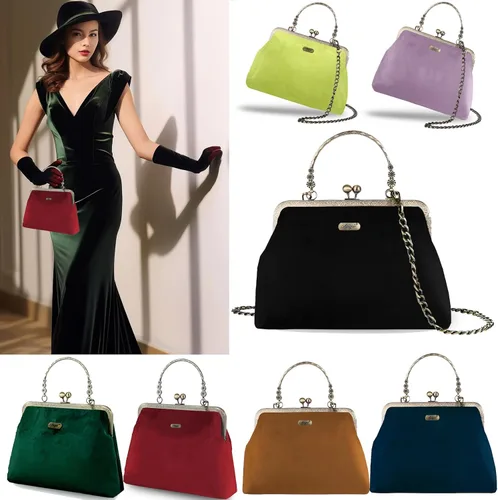 Miniatura 8 de Bolso floral con asa superior, bolso de noche Kiss Lock para mujer, bolso vintage