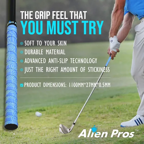 Miniatura 4 de ALIEN PROS Paquete de 6 cintas de envoltura de agarre de golf Blue Clouds & Lovely Hearts Mix - ReGrip en 1 minuto