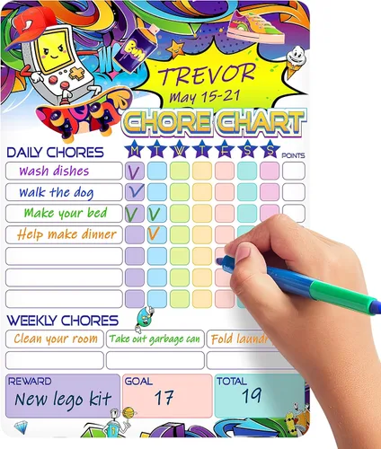 Tabla magnética de tareas para niños de 8.5 x 12 pulgadas – Tabla de tareas de borrado en seco magnética – Tabla de tareas semanal para niños