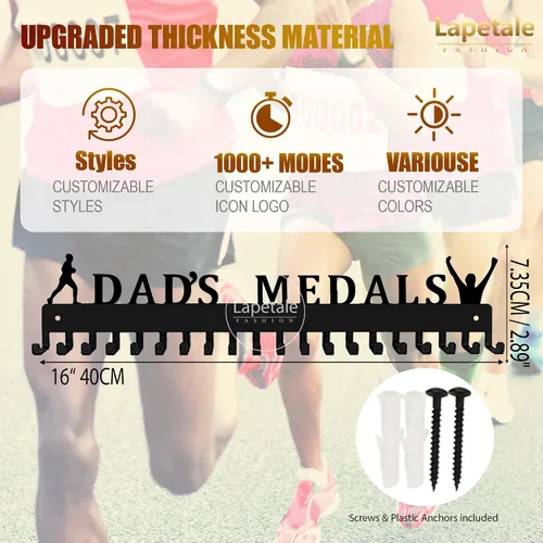 Miniatura 6 de Soporte para medallas – She Believed She Could She Did – Soporte personalizado para medallas para corredor de carreras deportivas, placa de metal