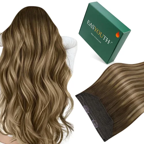 Miniatura 60 de Easyouth Extensión de cola de caballo de cabello humano marrón ombré, extensión de colas de caballo, extensiones de cola de caballo de color marrón