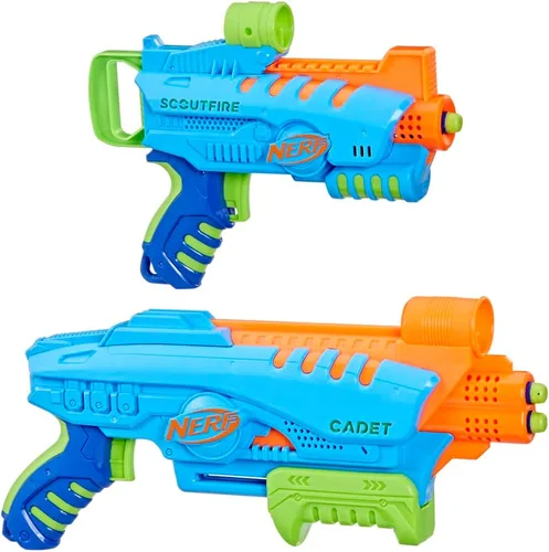 Miniatura 2 de Nerf Elite Jr Ultimate Starter Set, 2 lanzadores de espuma de juguete fáciles de jugar, 15 dardos Nerf Elite, 2 objetivos, juegos al aire libre