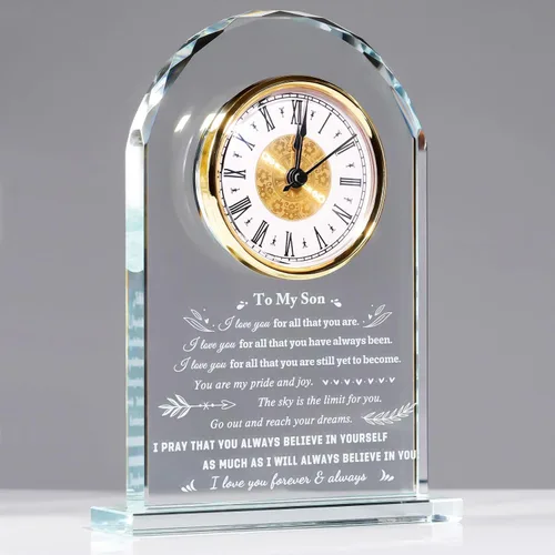 Miniatura 12 de YWHL Regalos de cumpleaños para mujeres y hombres, regalo significativo de agradecimiento para mujeres, reloj de mesa de vidrio grabado con láser