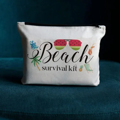 Miniatura 5 de JIUWEIHU Bolsa de maquillaje de playa para verano, kit esencial de supervivencia, bolsa de regalo inspirador para mujeres, varios temas, bolsas