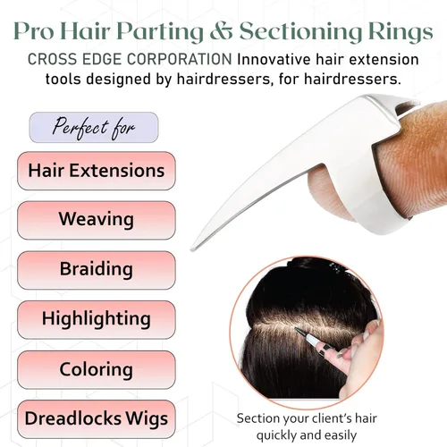 Miniatura 6 de Anillos profesionales para separar y seccionar el cabello, herramientas de acero inoxidable para trenzar el cabello, para rastas duraderas, pelucas