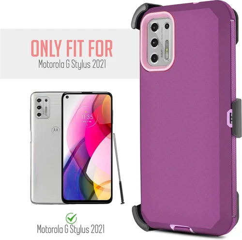 Miniatura 2 de Funda compatible con Motorola Moto G Stylus 2021, resistente, a prueba de golpes, cuerpo completo, protector de pantalla integrado, con soporte