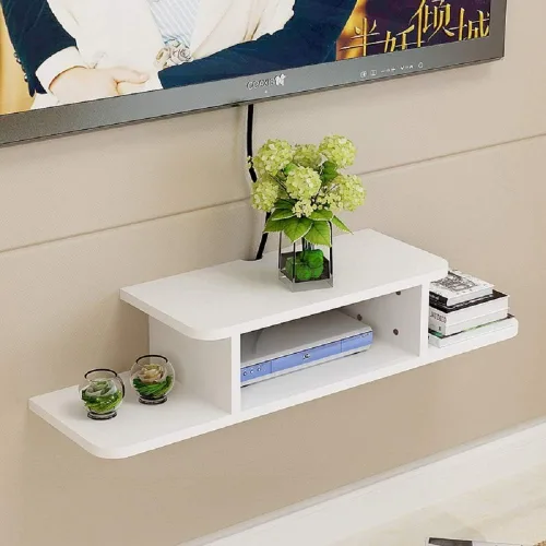 Miniatura 7 de BiJun Estante flotante de TV, estantes flotantes para centro de entretenimiento en la pared, soporte de TV flotante montado en la pared, consola