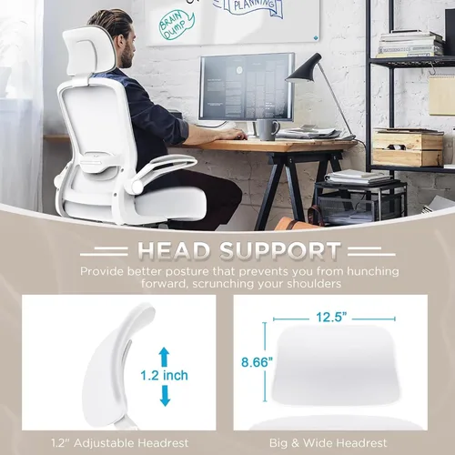 Miniatura 2 de Mimoglad Silla de oficina, silla de escritorio ergonómica de respaldo alto con soporte lumbar ajustable y reposacabezas, silla giratoria con Todo