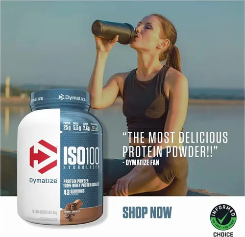 Miniatura 8 de Dymatize Polvo de proteína de suero ISO 100 con 25g de aislado de suero 100% hidrolizado, sabor vainilla, 5 libras, el paquete puede variar