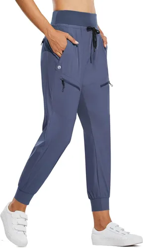 BALEAF Pantalones deportivos ligeros de senderismo para mujer, con bolsillos con cremallera, cintura alta, secado rápido, para viajes, campamento,