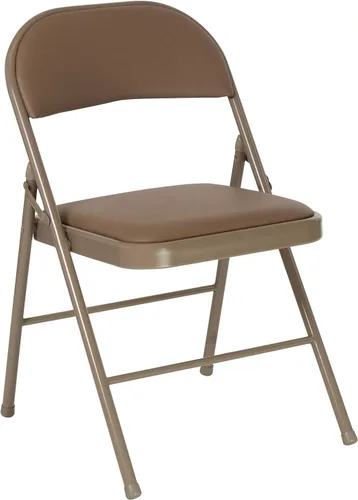 Flash Furniture Silla plegable de vinilo beige con doble refuerzo de la serie HERCULES