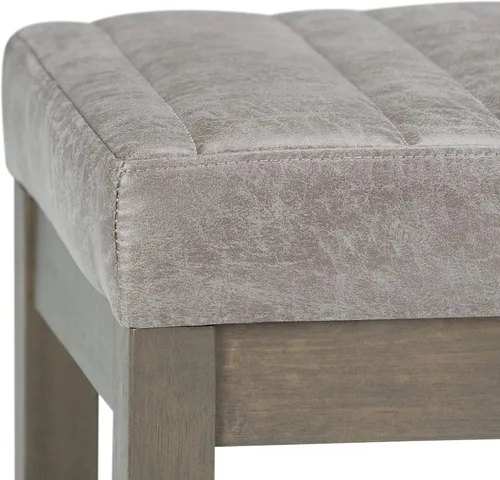Miniatura 6 de SIMPLIHOME Casey - Banco otomano rectangular tapizado de cuero vegano de 48 pulgadas de ancho en gris gris topo envejecido, banco moderno