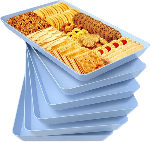 Miniatura 26 de WOWBOX 4 bandejas de servir para entretenimiento, platos para servir aperitivos, frutas, galletas, postres, bandejas de plástico reutilizables