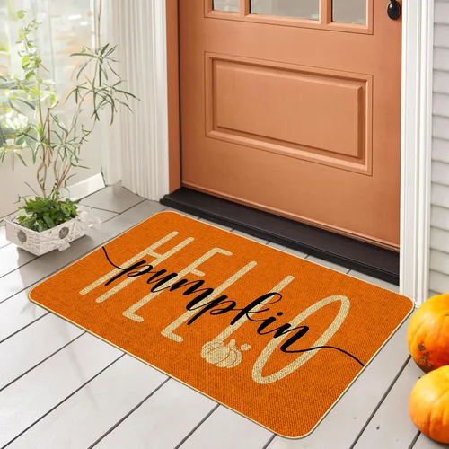 Miniatura 8 de Alfombra Decorativa de Puerta de Bienvenida Roja Feliz Navidad, Alfombra de Puerta de Invierno de Temporada, Alfombra de Piso de Perfil Bajo