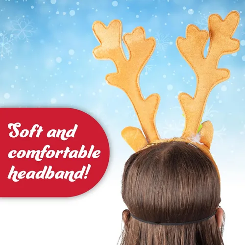 Miniatura 5 de Christmas Holiday Reindeer Antlers Headband w Light Up Nose Costume Deer Rudolph Outfit for Adult Men Women, Kids Party Favor