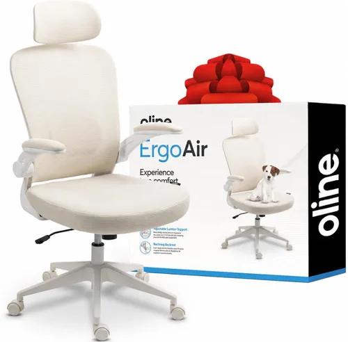 Miniatura 11 de Oline ErgoAir - Silla ergonómica de oficina, soporte lumbar ajustable, reposabrazos abatibles, silla de escritorio de malla para computadora, silla