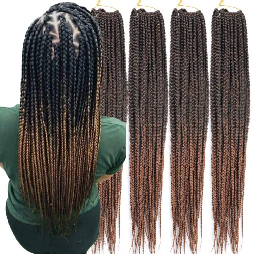 Miniatura 20 de 6 paquetes/lote (14/18/24/30) pulgadas, 0.4 in, 20 hebras por paquete, 3 extensiones de cabello trenzado de ganchillo finas, diámetro 3X