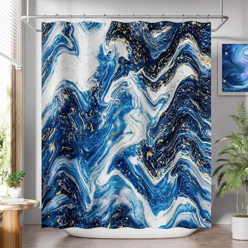 Miniatura 11 de AmazerBath Cortina de ducha floral, juego de cortinas de ducha lavables de tela con 12 ganchos para cortina de ducha, cortinas de ducha de tela C