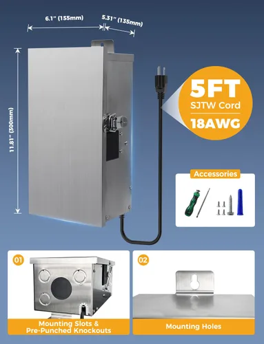 Miniatura 5 de COLOER Transformador de iluminación de paisaje de bajo voltaje Wi-Fi de 300 W, 2.4 GHz, transformador inteligente de bajo voltaje con 3 zonas, 120 V