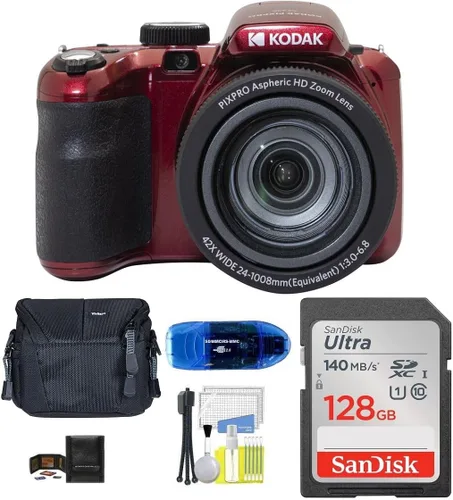 Miniatura 5 de Kodak Paquete de cámara digital PIXPRO AZ425, incluye: tarjeta de memoria SanDisk SDXC de 128 GB, bolsa para cámara pequeña, lector de tarjetas SD