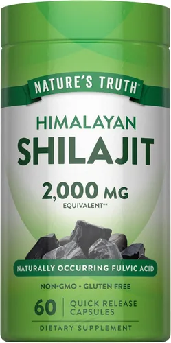 Nature's Truth Shilajit Cápsulas | 60 unidades | Ácido fúlvico del Himalaya | Suplemento sin OMG y sin gluten