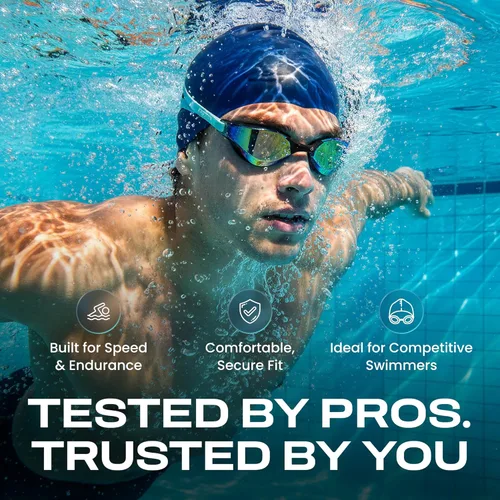 Miniatura 8 de Clear'r Victor Adult Swim Goggles, Mirrored Anti-Fog Goggles with UV Protection & Panoramic View, 4 Nosepieces