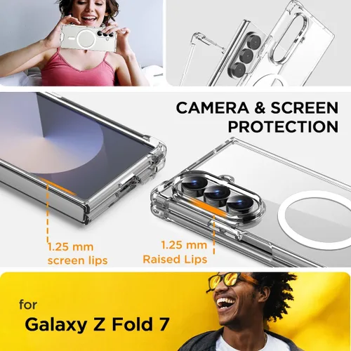 Miniatura 2 de AICase Funda transparente para Samsung Galaxy Z Fold 7, compatible con MagSafe, transparente, protección a prueba de golpes, resistente al