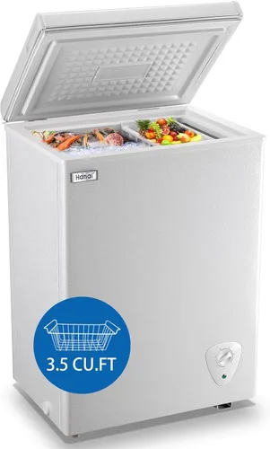 Congelador de Cofre 3.5 Pies Cúbicos Congelador Profundo Pequeño Puerta Superior Mini Congelador con Canasta Removible, Bajo Ruido, 7 Temperaturas