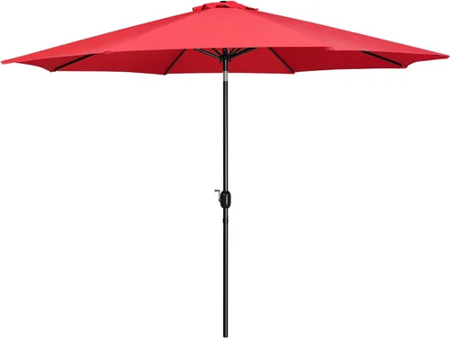 Miniatura 19 de Yaheetech Sombrilla de patio de 7.5 pies con 6 varillas resistentes, botón de inclinación y manivela para jardín, césped, cubierta, patio, piscina